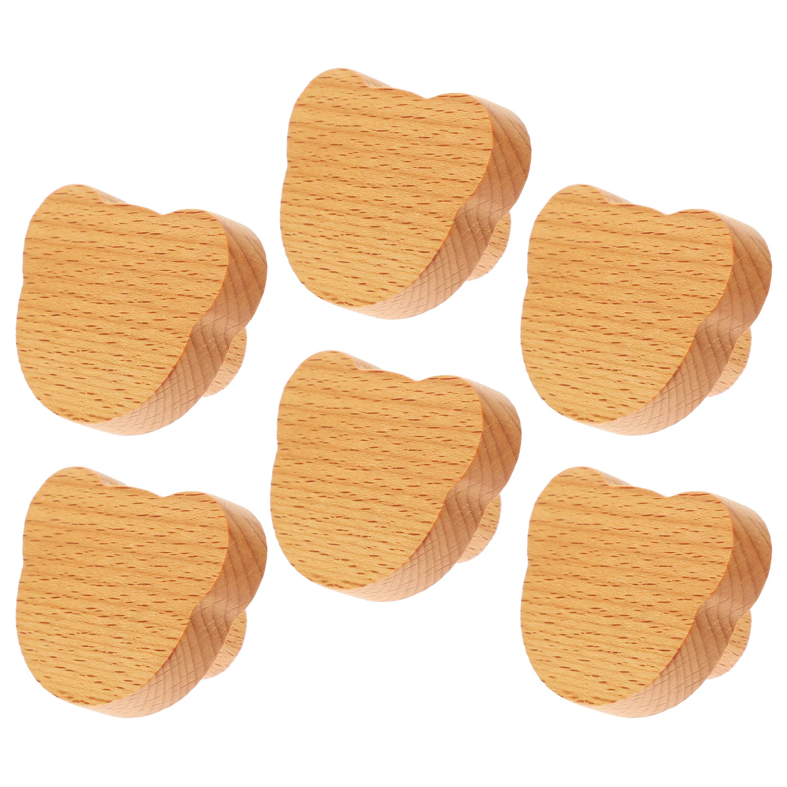 

6pcs Wooden Cartoon Bear Shape Drawer Pull Handle For Cabinet Wardrobe Dresser Cupboard Decorative Wood Knobs Furniture Handles