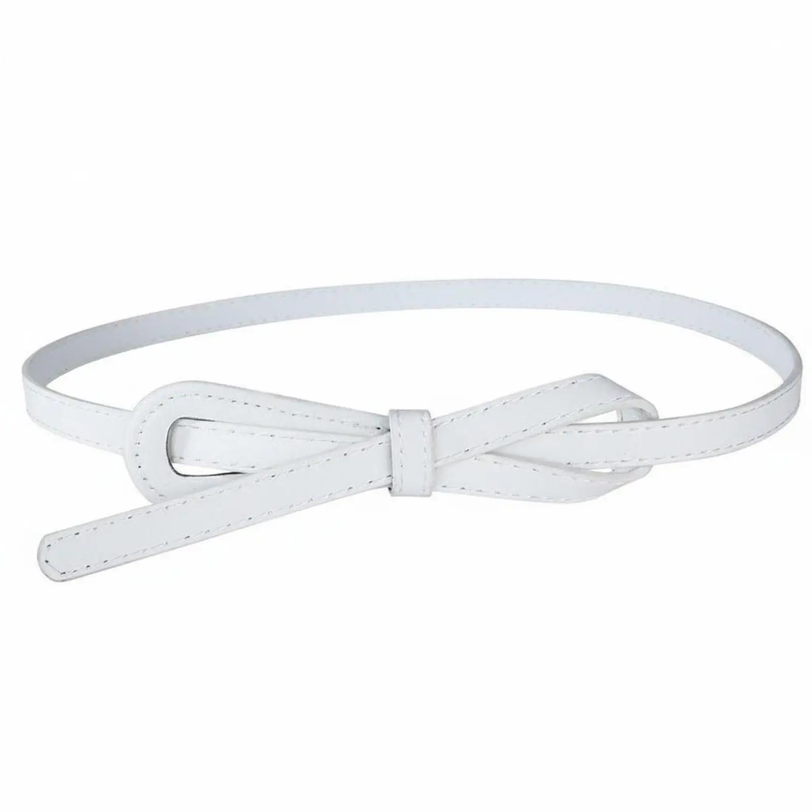 Thin Faux Leather Belt for Women Dresses Adjustable Tie Knot Waist Strap for Office Casual Attire
