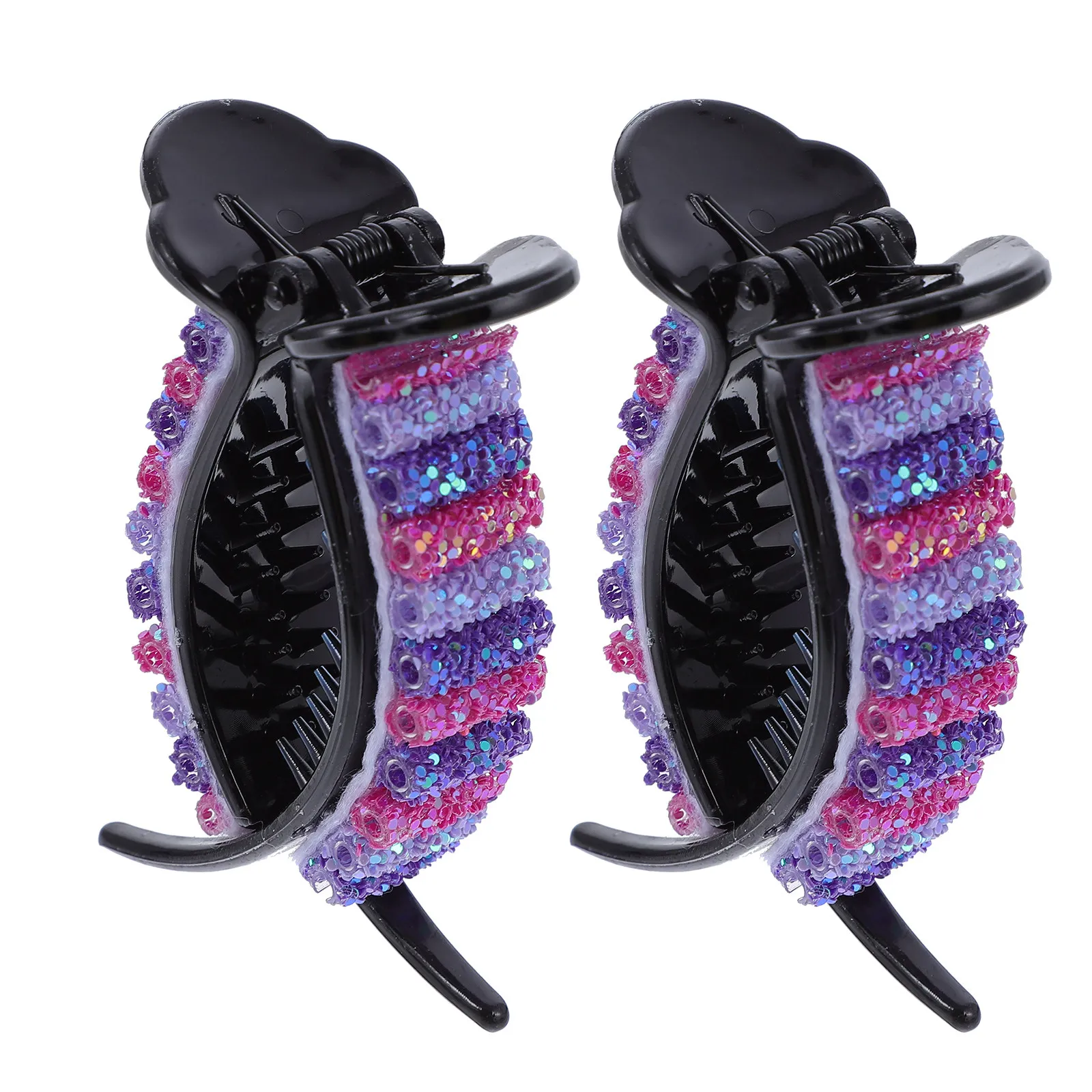 2Pcs Hair Barrettes Colorful Rhinestone Hairpin Non-Slip Jaw Clip for Thick Hair Stylish Toothed Claw Clamp Daily Use