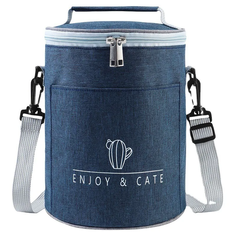 19x24cm Round Insulated Lunch Bag  Large Thermal Food Container Handheld Circular Box for School Office Picnic Multi Purpose