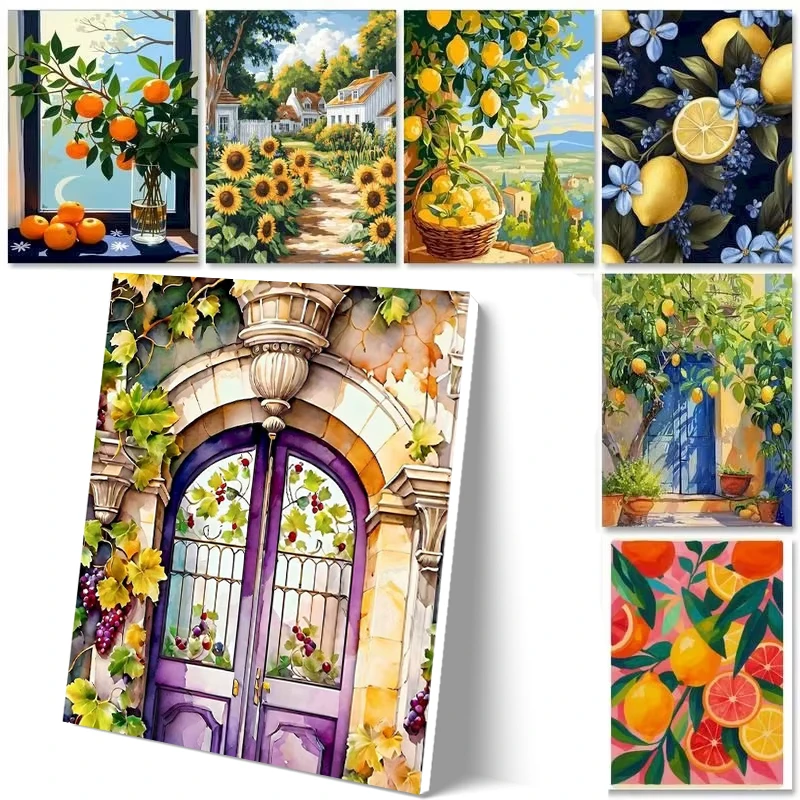 

GATYZTORY Landsape Diy Painting By Numbers Kits lemon Tree Acrylic Pigment Drawing Coloring By Numbers For Adults Diy Gift