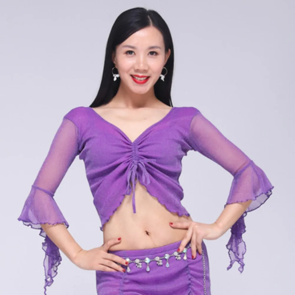 

New Oriental Belly Dance Top Exercise Suit Set Performance Outfit Slimming Summer