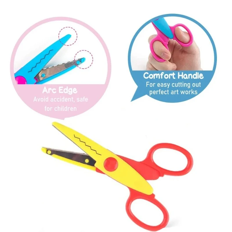 

Decorative Lace Scissors for Student DIY Color Album Comfortable Hand Paper Cutting Art Safety Scissors
