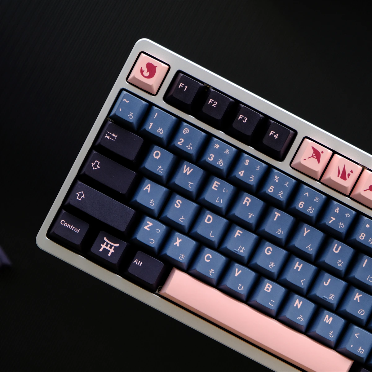 Imagem -02 - Chaves Nightsakura Tema Pbt Material Keycap Tintura Sublimação Cereja Perfil Adequado para 61 68 75 108 Teclado Mecânico 129