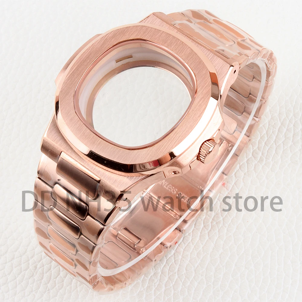

40mm NH35 Square Watch Case PVD Rose Gold/Black/Silver for Nautilus Case NH35 NH36 NH38 movement 29.8mm Dial Stainless steel
