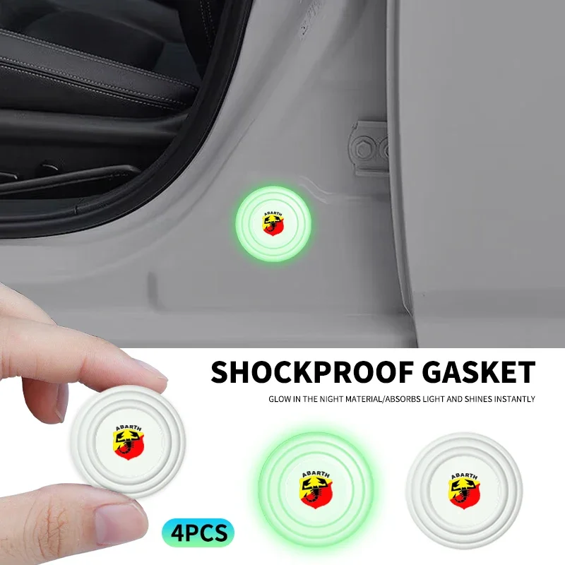 1/2/4Pcs Luminous Car Door Silent Gasket Shock-absorbing Car Stickers For Abarth Punto 124 125 500 Fiat Viaggio Car Accessory