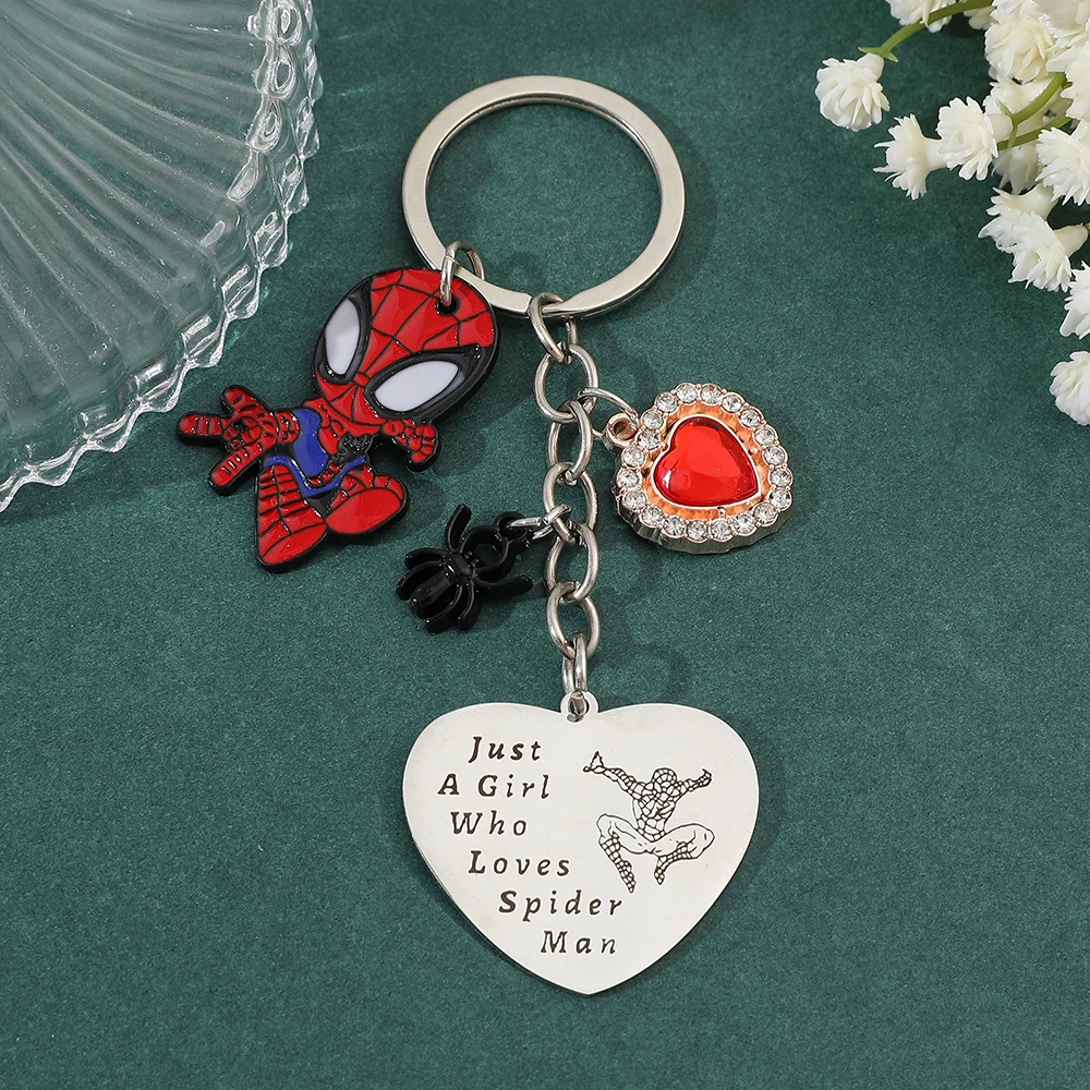 Marvel Spiderman Keychain Avengers Superhero Cartoon Figure Keyrings Accessory for Bag Ornament Spider Man Key Chain