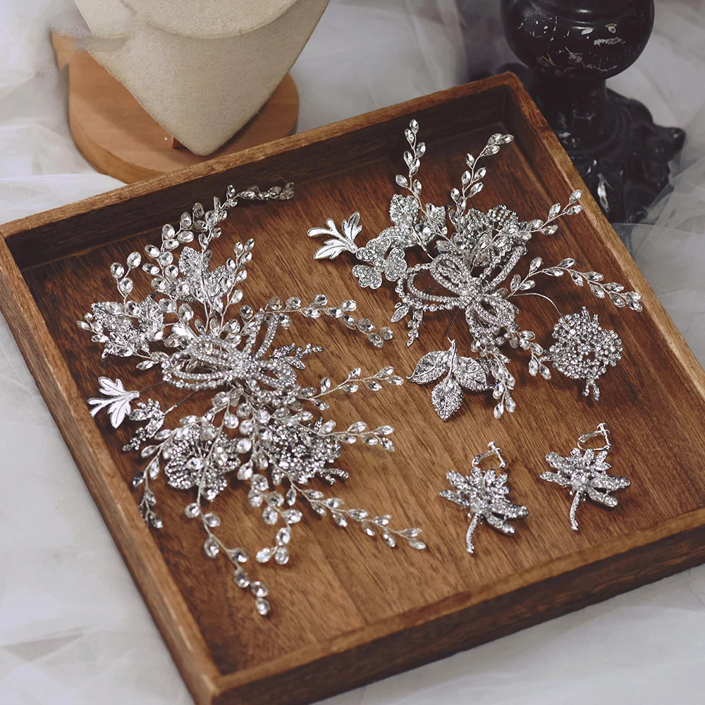 

Корейский изысканный комплект заколок для девочек, свадебные стразы, вечерние свадебные платья, боковые заколки, комплект для волос