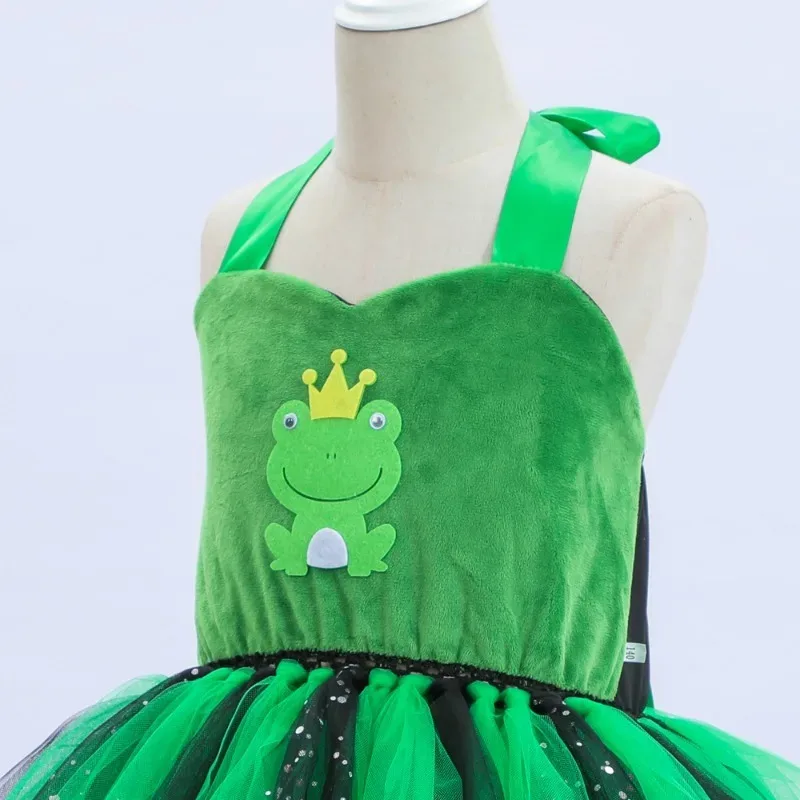 Falda tutú de rana para niñas pequeñas, faldas de tul esponjosas para niñas pequeñas, disfraz de tutú de animales, traje para niños, vestido de fiesta de Halloween de 1 a 12T