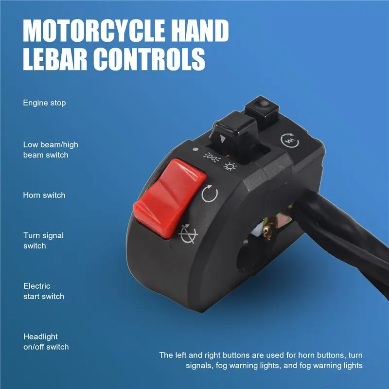 Picture 5: A14F-7/8 Inch 22Mm ATV Motorcycle Handlebar Control Switches Left Right For Horn Button Turn Signal Fog Light Warning Light