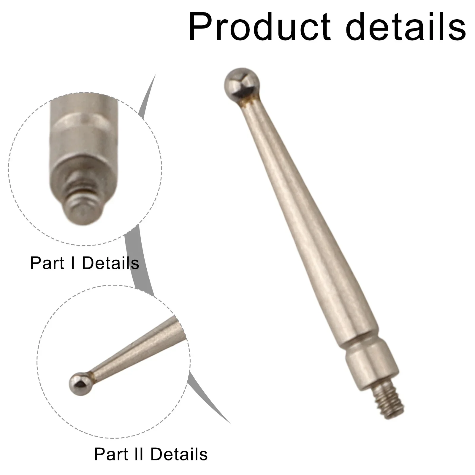 Threaded Probe Rod For Dial Test Indicator With Steel Ball Tip M1.6x0.35 Suitable For Instrument Lever Compatibility