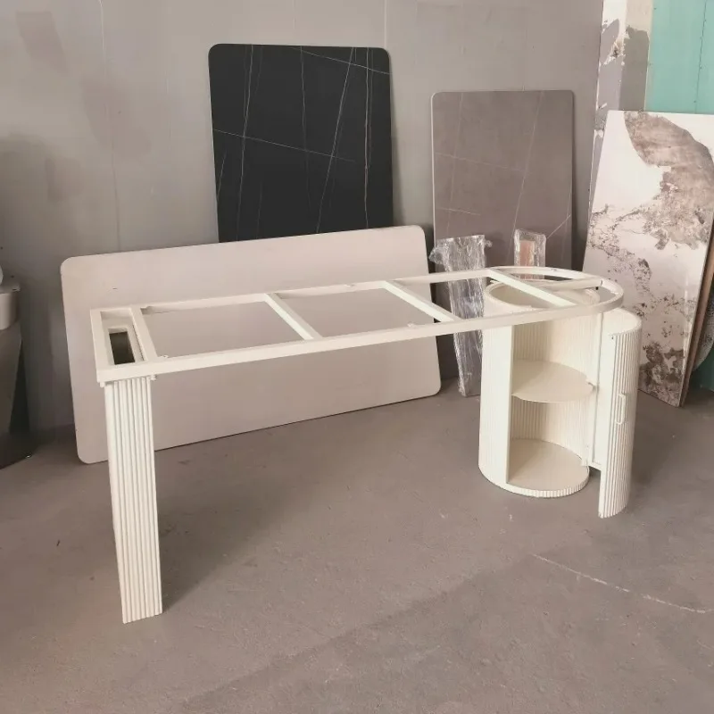 Cream style tea table tea table base marble rock slab dining table legs bracket carbon steel island table cylindrical table feet