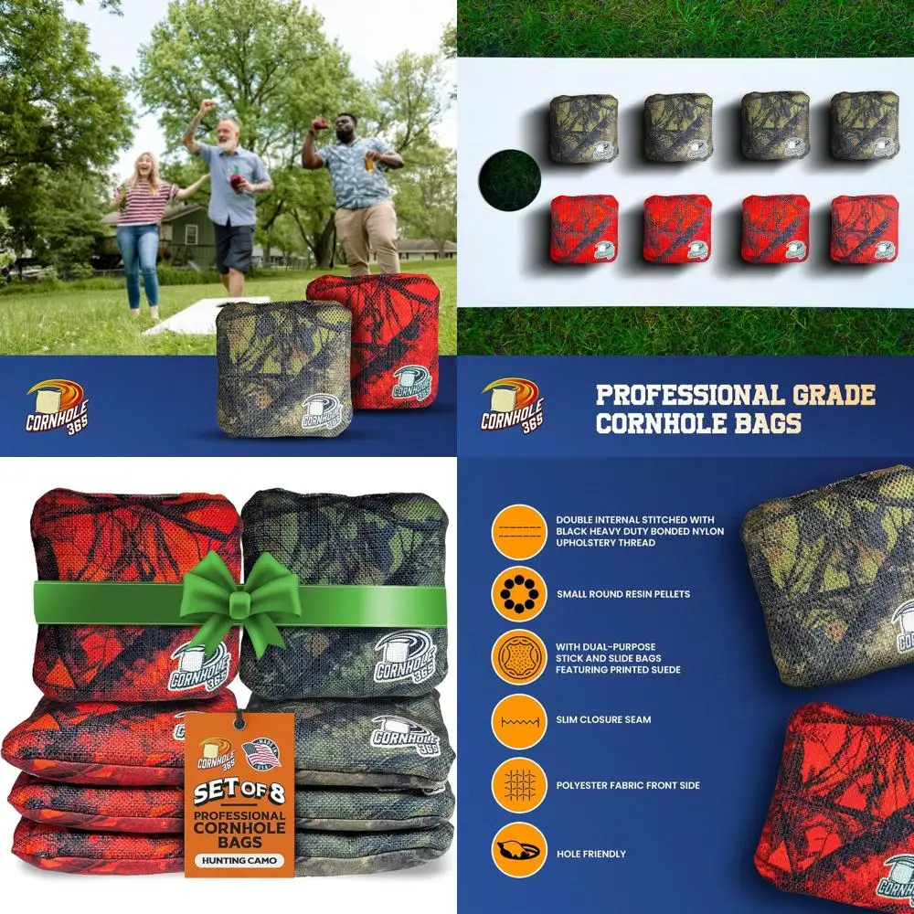 

Cornhole365 - Stick & Slide - Professional Corn Hole Bag - Heavy-Duty Double-Stitched Polyester Fabric & Resin Filling for All-W