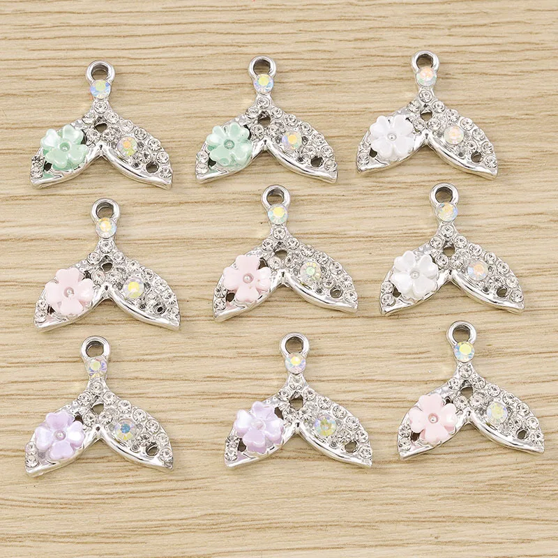Tusember 10 Stück Kristall-Meerjungfrauen-Schwanz-Muschel-Quallen-Schildkröten-Anhänger für Halsketten, Ohrringe, Armbänder, Anhänger, Bastelarbeiten – Detail 28