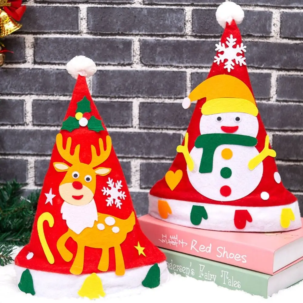 

Non-woven Fabric Handmade Santa Hat Santa Claus Kriss Kringle Kids Xmas Arts Hats Elk Christmas Tree Santa Claus Hat Christmas