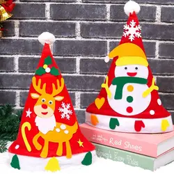 Non-woven Fabric Handmade Santa Hat Santa Claus Kriss Kringle Kids Xmas Arts Hats Elk Christmas Tree Santa Claus Hat Christmas