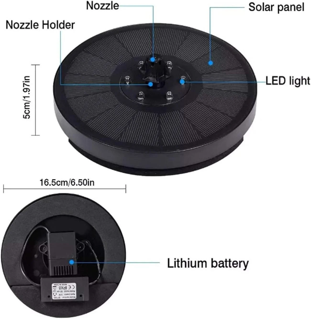 Imagem -02 - Suspenso Piscina Exterior Característica de Água Fonte Flutuante Fonte Solar com Bateria 7luzes Led