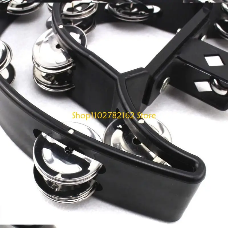 547B Drum Set Tambourine with Mounting Eye Bolt Half Moon Hi-hat Tambourine Double Row Tambourine Easy to Use
