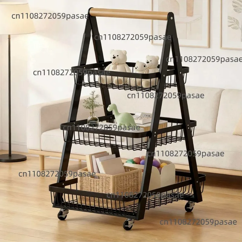 Multi-tier Home Storage Rack, Freestanding Kitchen Cart with Wheels for Fruits and Vegetables, Living Room Storage Rack