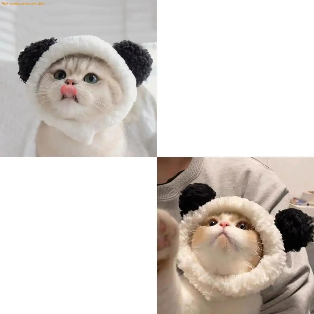 203F Hat Pet Warm Cap Adjustable Headwear Panda Cats Puppy Bunny
