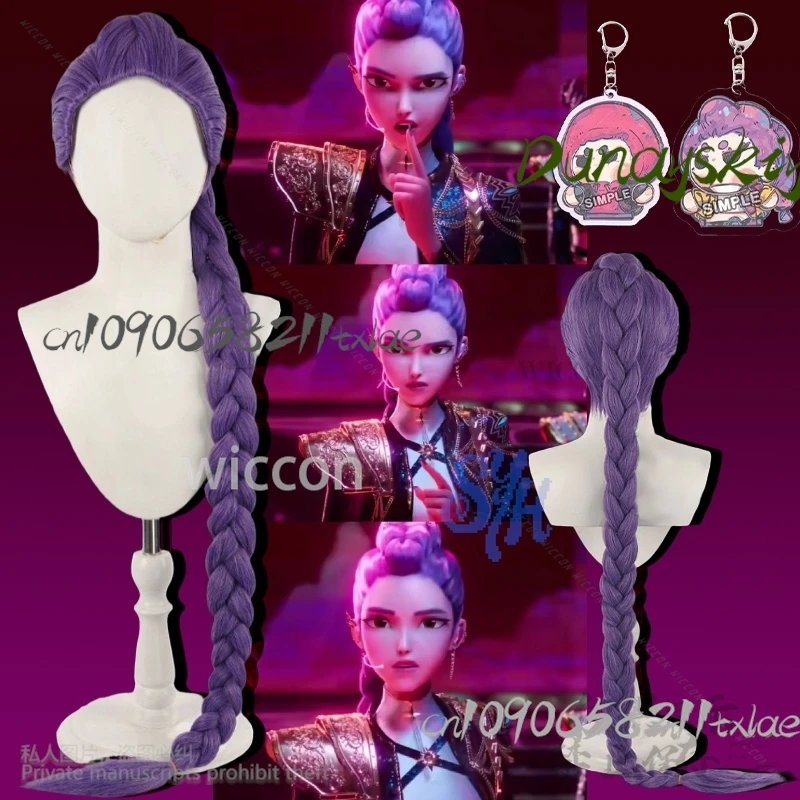 Anime Movie Kpop Demon Korea Cosplay Rumi Girls Group Huntrix Hot Idol Purple Ponytail Wigs Jirai Kei Girls Heat Wig Halloween