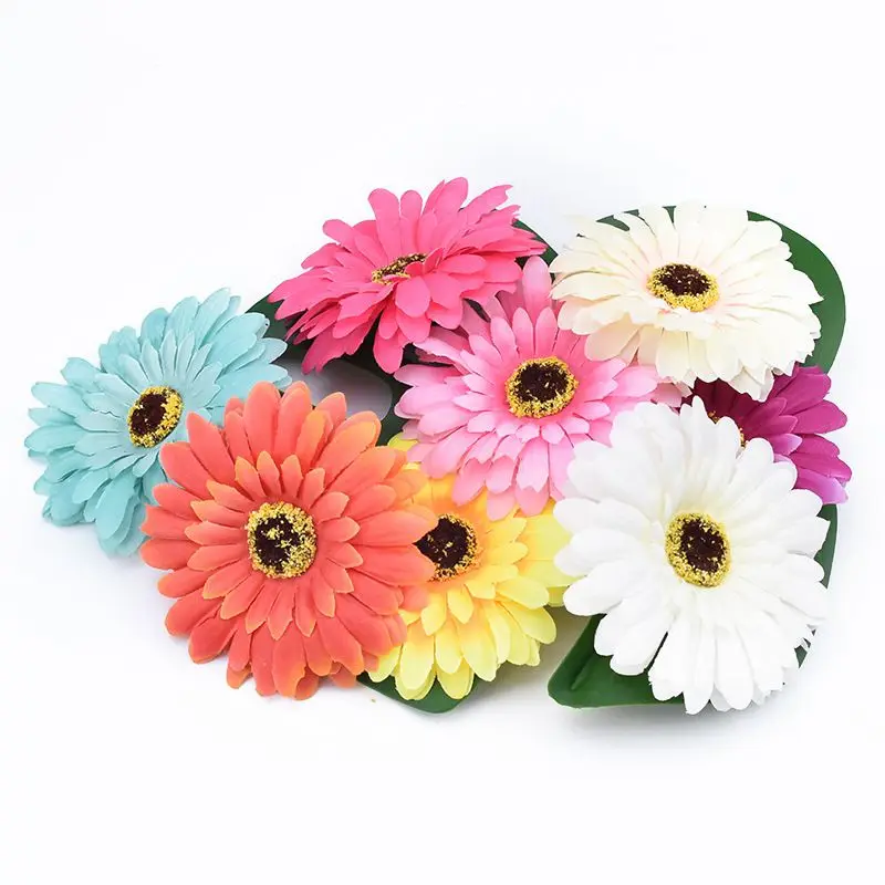50/100 Stück Künstliche Blumen aus Seide, Gerbera-Blumen für Wanddekoration, Hochzeit, Brautaccessoires, Ausverkauf, Scrapbooking, Heimdekoration, DIY-Geschenkbox