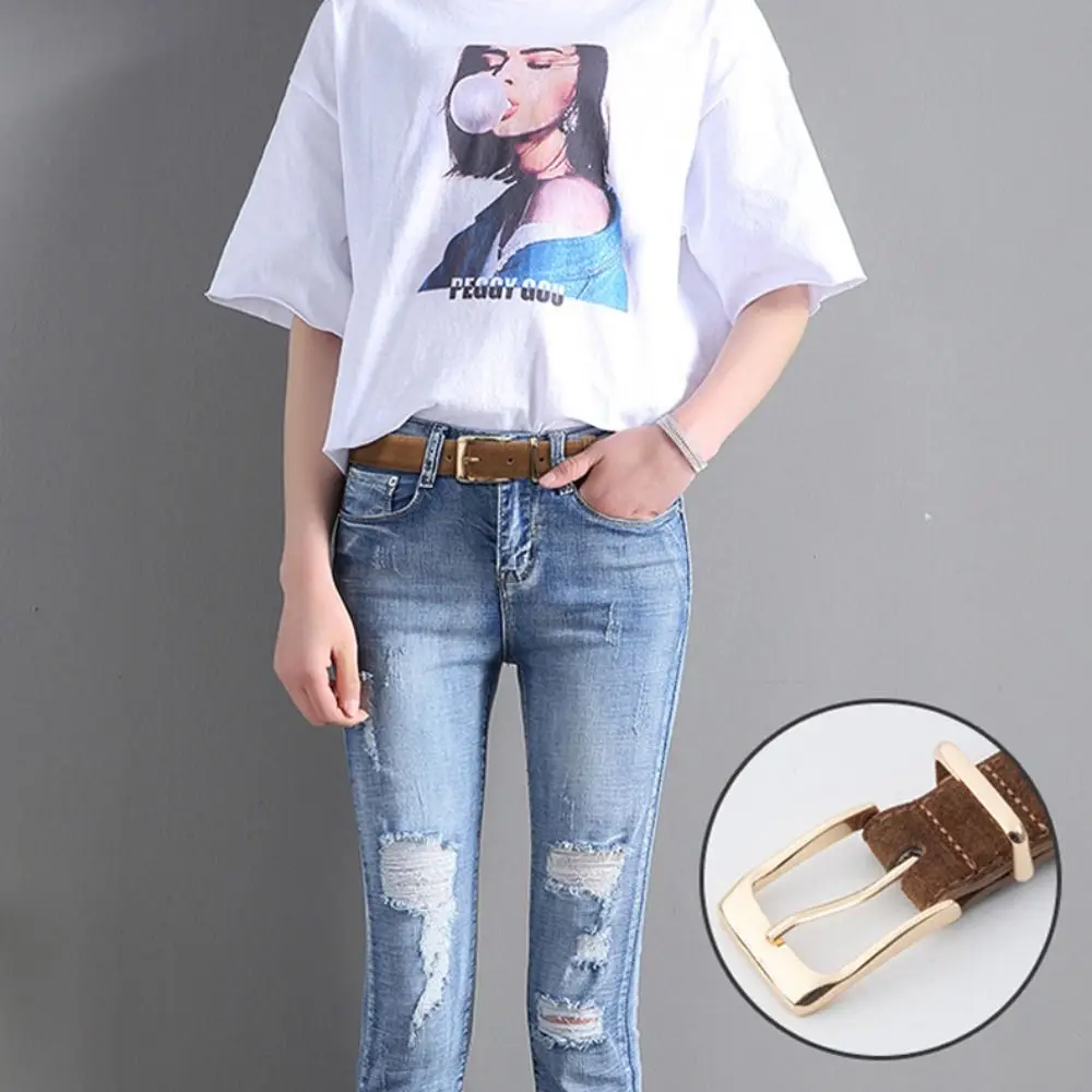 

Women Luxury Design Suede Leather Belt Trendy Casual Pin Buckle Waistband Versatile Business Waist Strap