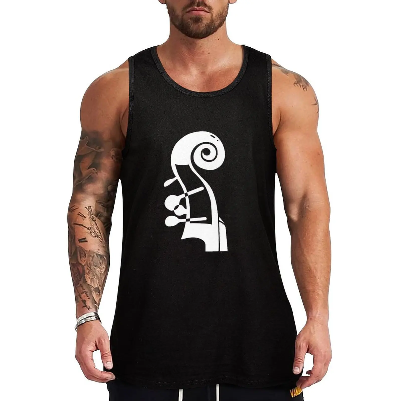

Orchestra Bass Scroll (White) Tank Top T-shirt male man sexycostume Men's sleeveless t-shirt sleeveless