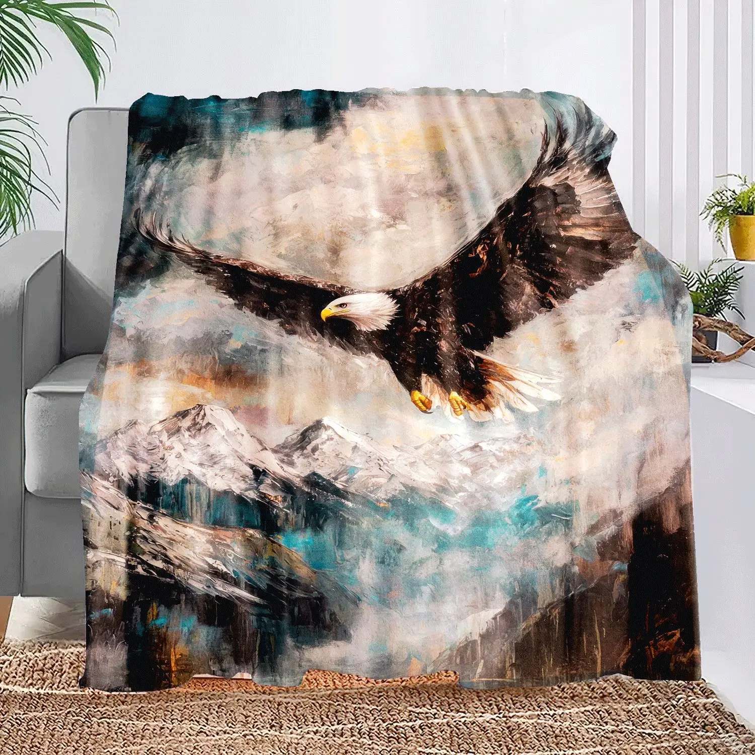 A Fleece Blanket Featuring an Eagle Print, a Gift for African Girls, Granddaughters, And Daughters, Suitable for Holidays, Versa