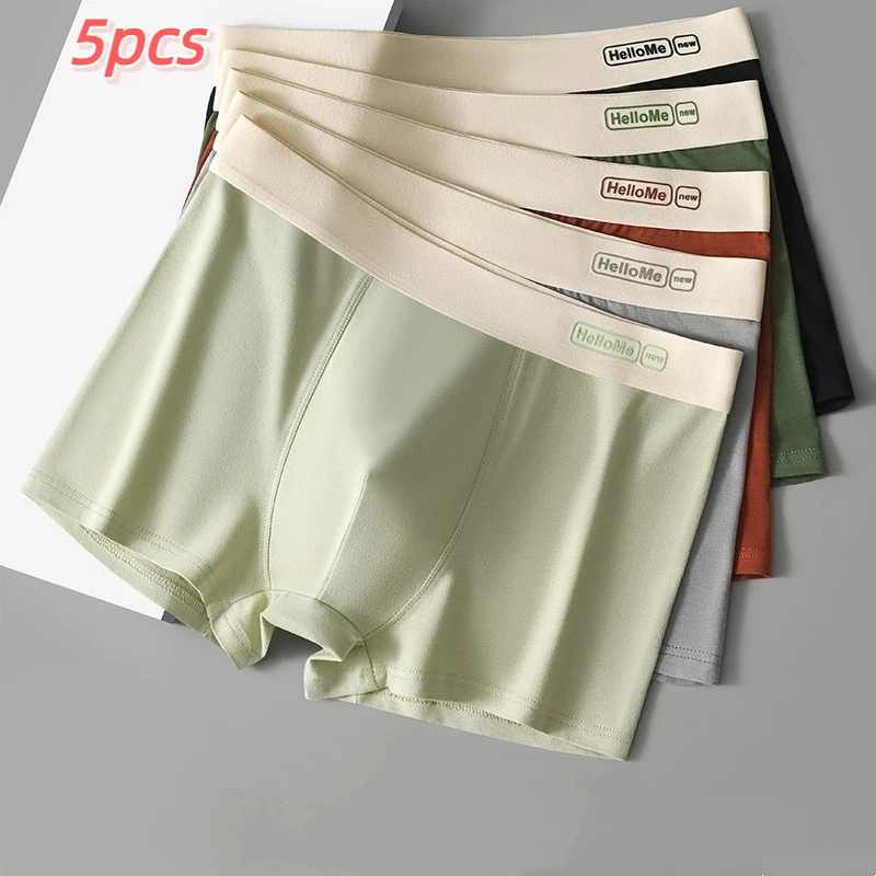 

5 шт., мужское нижнее белье, хлопковые боксеры, мужские трусы, мужские дышащие трусы, сексуальные спортивные удобные мужские боксеры, большой размер