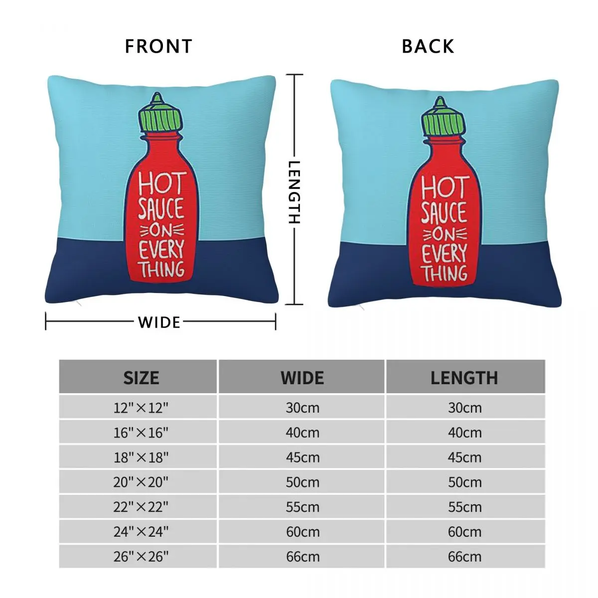 Hot Sauce On Everything Square Pillowcase Pillow Cover Polyester Cushion Zip Decorative Comfort Throw Pillow for Home Bedroom