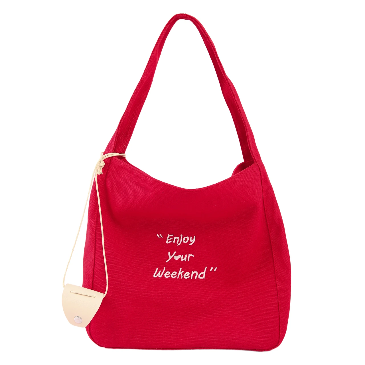 

Women handbags. Large-capacity red canvas bag female 2025 new letter embroidered tote bag ins Joker one-shoulder underarm bag