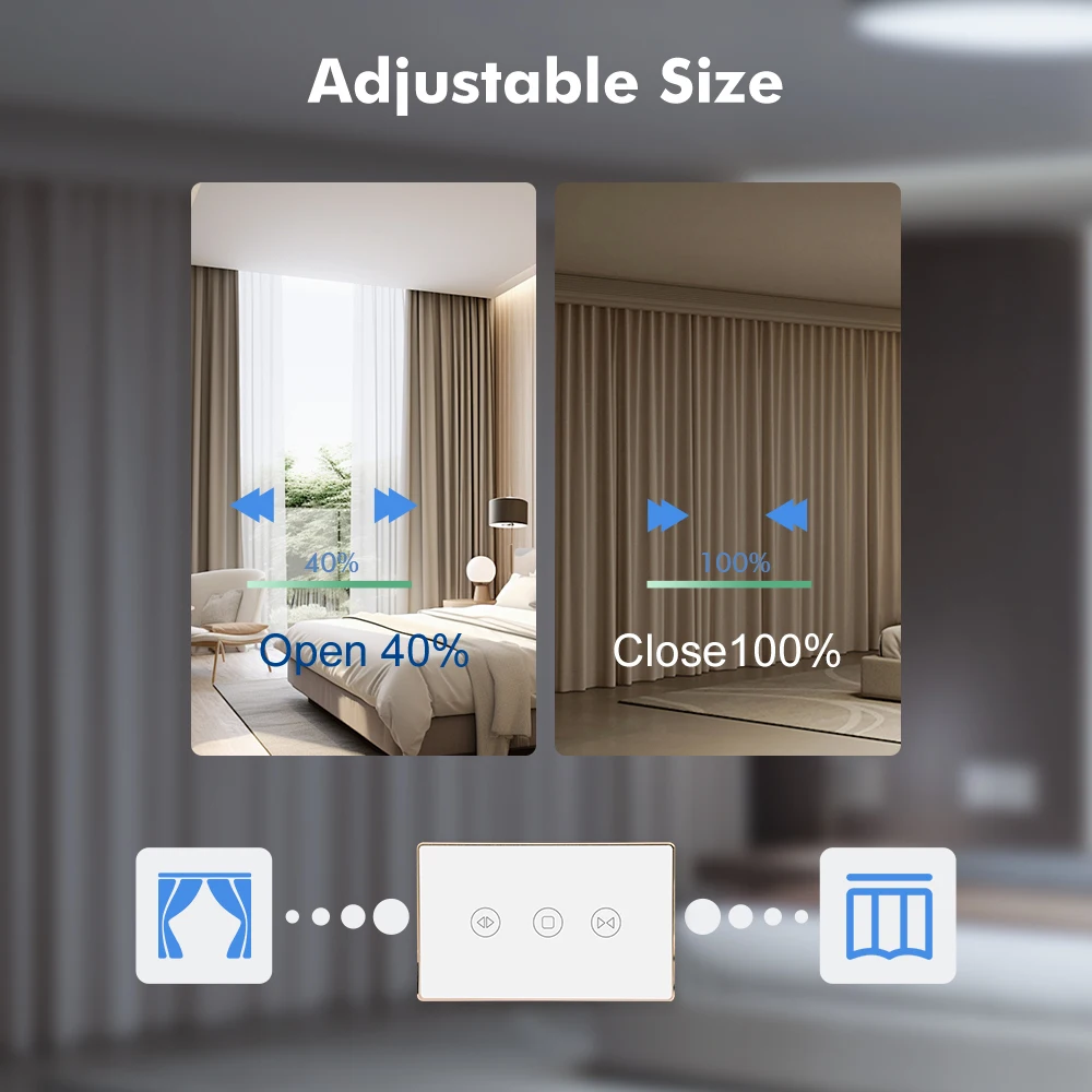 LOUYSGEN Zigbee Curtains Blinds Switch Gold Aluminum Frame Roller Shutters Motor Switch Backlight Style Google Home Alexa Tuya