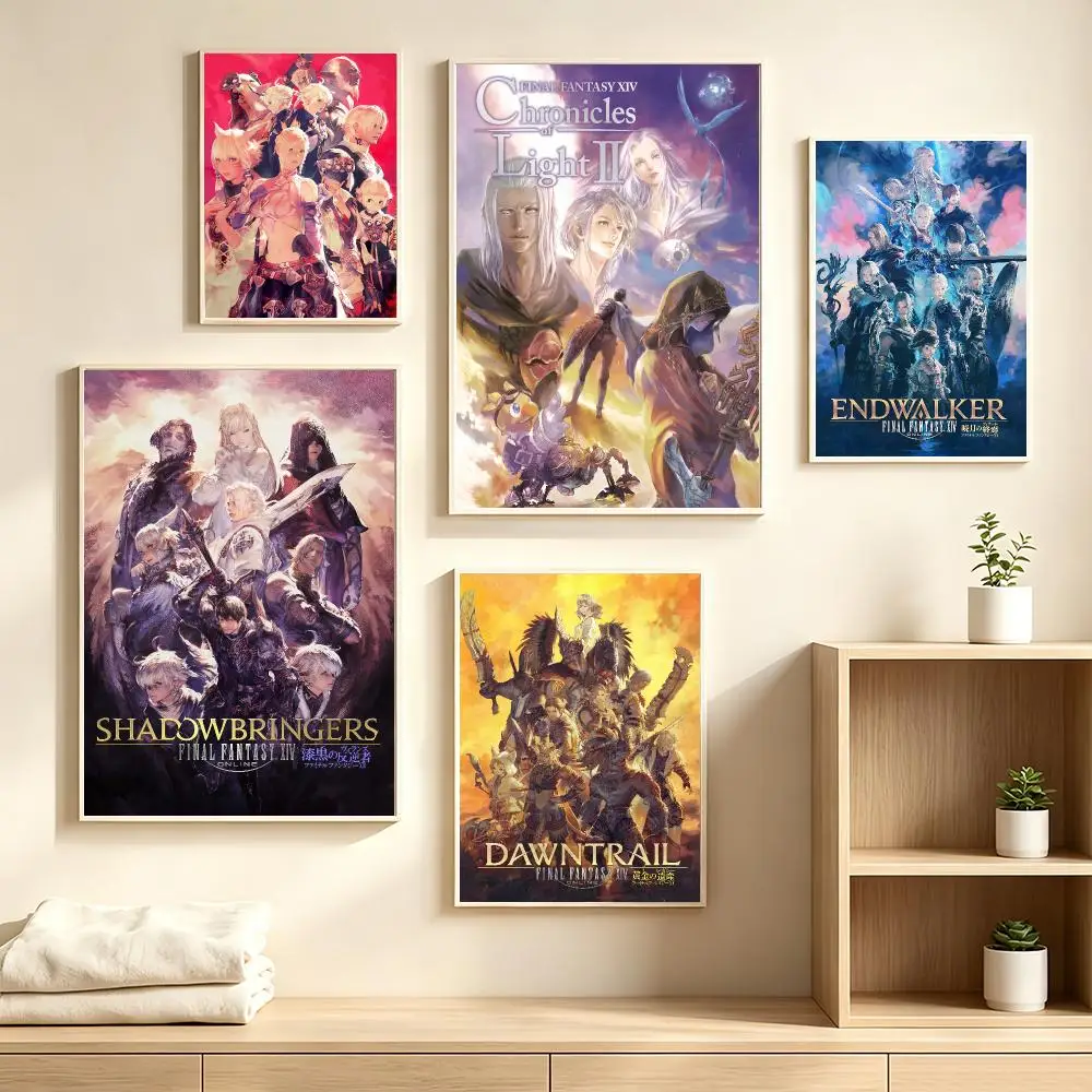 Final F-Fantasy XIV Poster Decorative Wall Art Mural Stickers Home Decor Gift for Living Room & Hallway