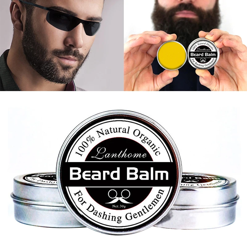 Bálsamo de barba para hombre, acondicionador Natural, cera de abejas, hidratante, suavizante, eficaz, promueve el crecimiento de la barba, cuidado de la barba, serie de productos para el cabello