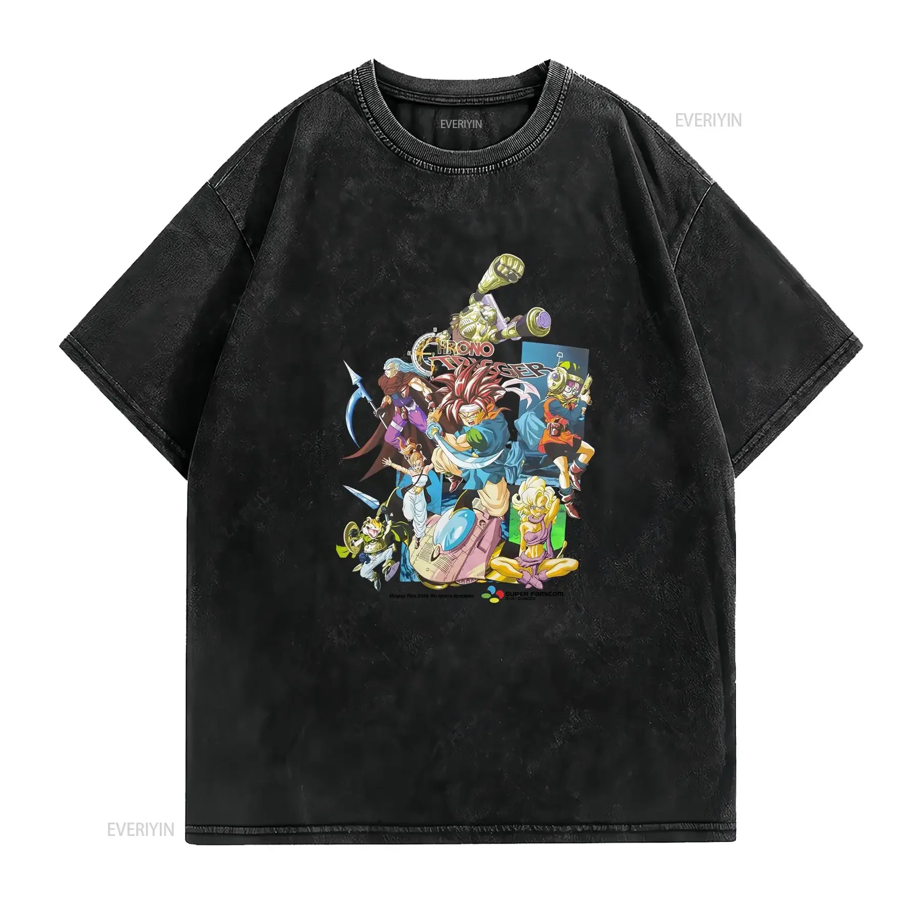 Chrono Trigger T shirt Super Famcom Video Game Square L size Pit to 22 0 vintage Washed Versatile homme Stylish graphic fashion