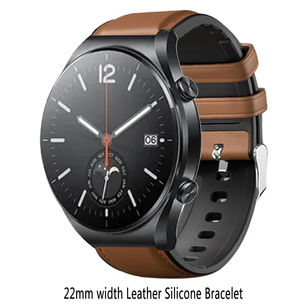 

Силиконовый + кожаный ремешок 22 мм для Xiaomi Watch S1/S1 Active/Pro/Color 2, браслет на запястье для Huawei Watch GT4 3 Pro 46 мм