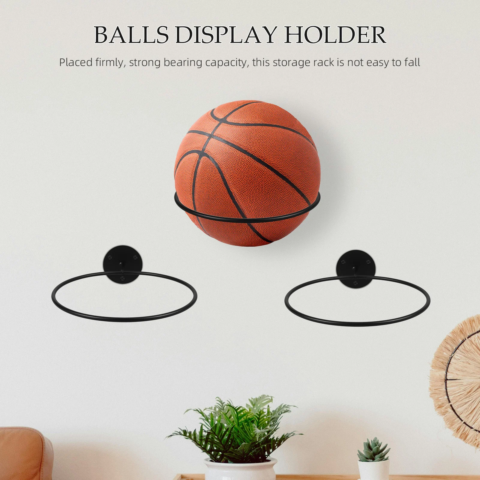 

3Pcs Balls Supporting Rack High Strength Iron Basketball Football Volleyball Display Holders Wall Mounted Sports Balls Organizer
