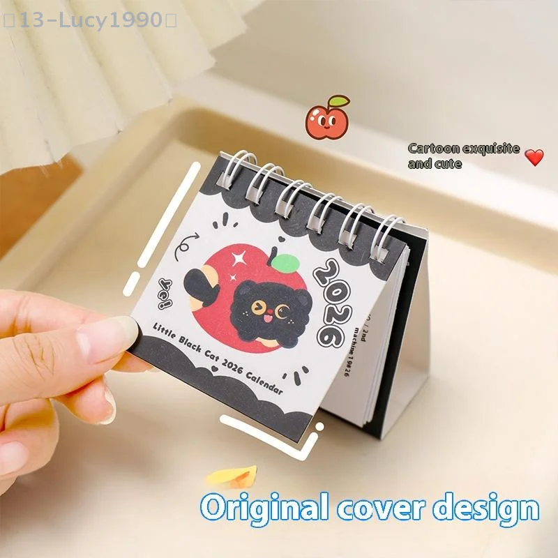 【CCA13】2026 Mini Simple Cute Cartoon Pattern Small Desk Calendar Pocket Portable Calendar Punch Plan Desktop Decoration