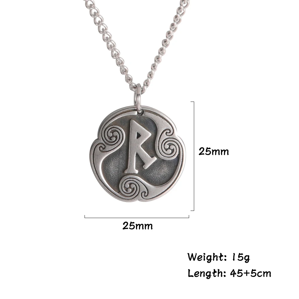 Amaxer Retro Mysterious Viking Adjustable Norse Rune Letter Charm Necklaces Chain for Women Men Stainless Steel Amulet Jewelry