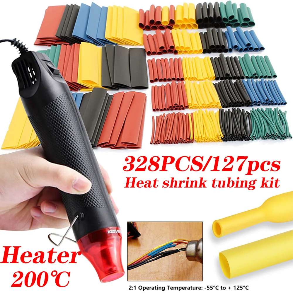 Imagem -02 - Kit de Tubulação Termo Retrátil 2:1 Fio Retrátil Envoltório Tubo Fio Conectar Capa Proteção com Pistola de ar Quente 328 127 580 Peças