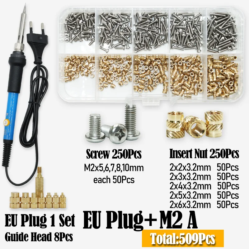 Heat Set Einsatz Lötkolben Spitzenkopf M2 M3 M4 Hot Melt Messing Einsätze Mutter und Bolzen Gewindeeinsatz Kit für Kunststoffdruck 3D – Detail 13