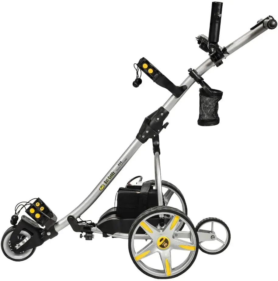 Battery Powered Golf Push Cart with Remote, Dual Motor, 9-Speeds and Reverse, Cruise Control, Anti-Tip Wheel,