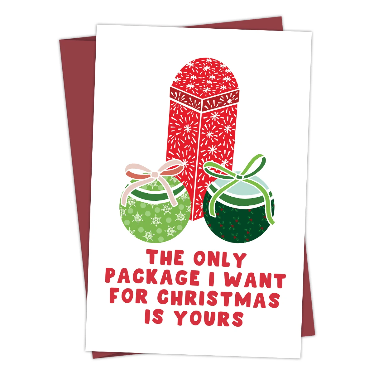 Lustige Weihnachtskarten, das einzige Paket „I Want for Christmas Is Yours“, romantische Weihnachtsgeschenke für Sie und Ihn, Weihnachtsgrußkarte