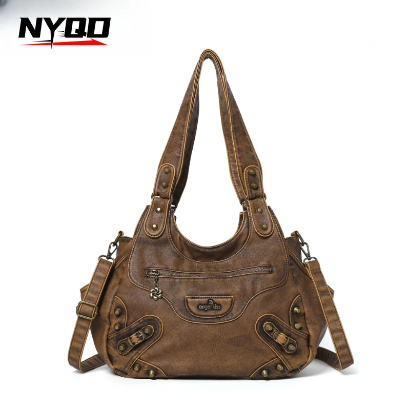 

Fashion Spicy Girl Y2K Handbags Ladies Large Capacity Washed Shoulder Tote Bag Messenger Bag Women Pu Leather Повседневная Сумка