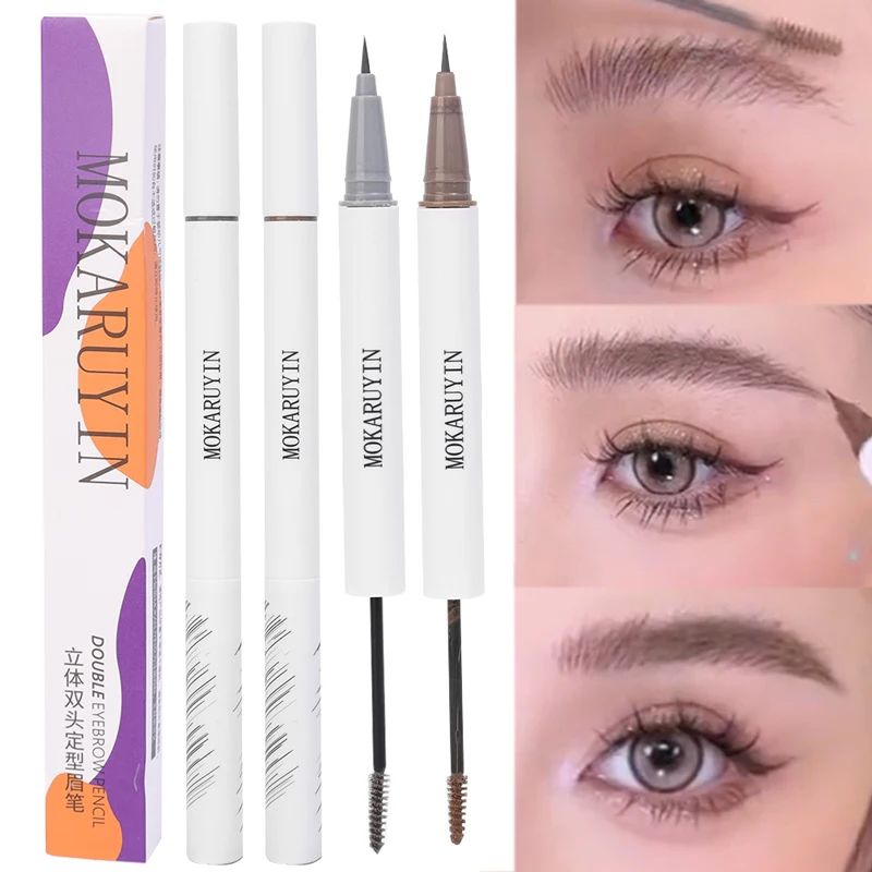 Lápiz de maquillaje líquido multifunción para cejas, doble cabeza, a prueba de sudor, secado rápido, delineador de ojos, máscara de cejas, crema, tinte de ojos, cosmético