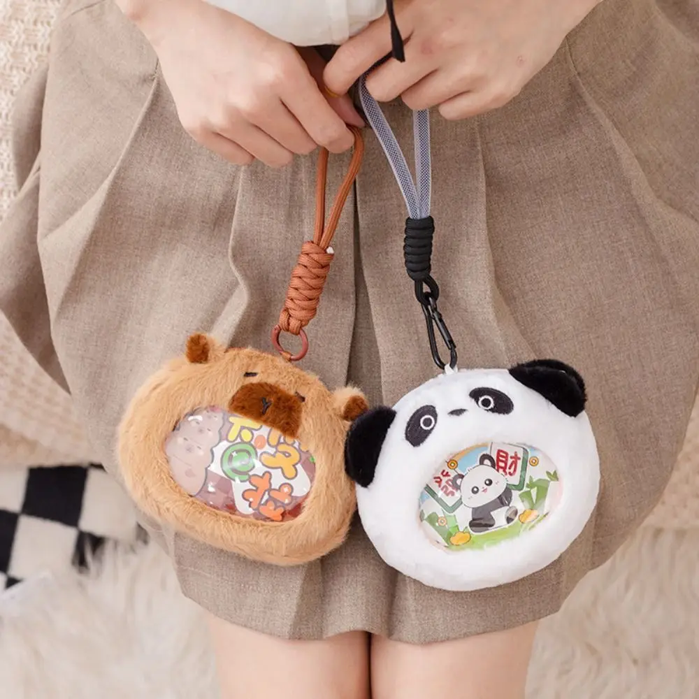 Kawaii capivara boneca de pelúcia moeda bolsa portátil requintado bonito panda crachá saco em forma animal dos desenhos animados mini bonito carteira ao ar livre