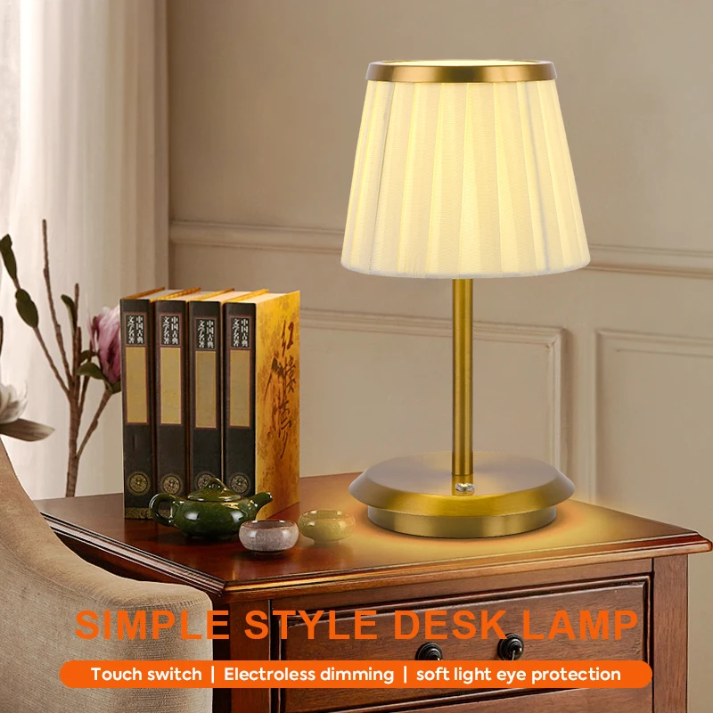 

Fabric lamp lampshade bedroom light rechargeable touch switch desk lamp DIY detachable LED light