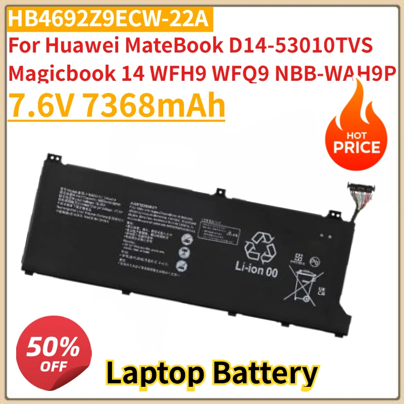 

High Quality New HB4692Z9ECW-22A Laptop Battery 7.6V 7368mAh for Huawei MateBook D14-53010TVS Magicbook 14 WFH9 WFQ9 NBB-WAH9P