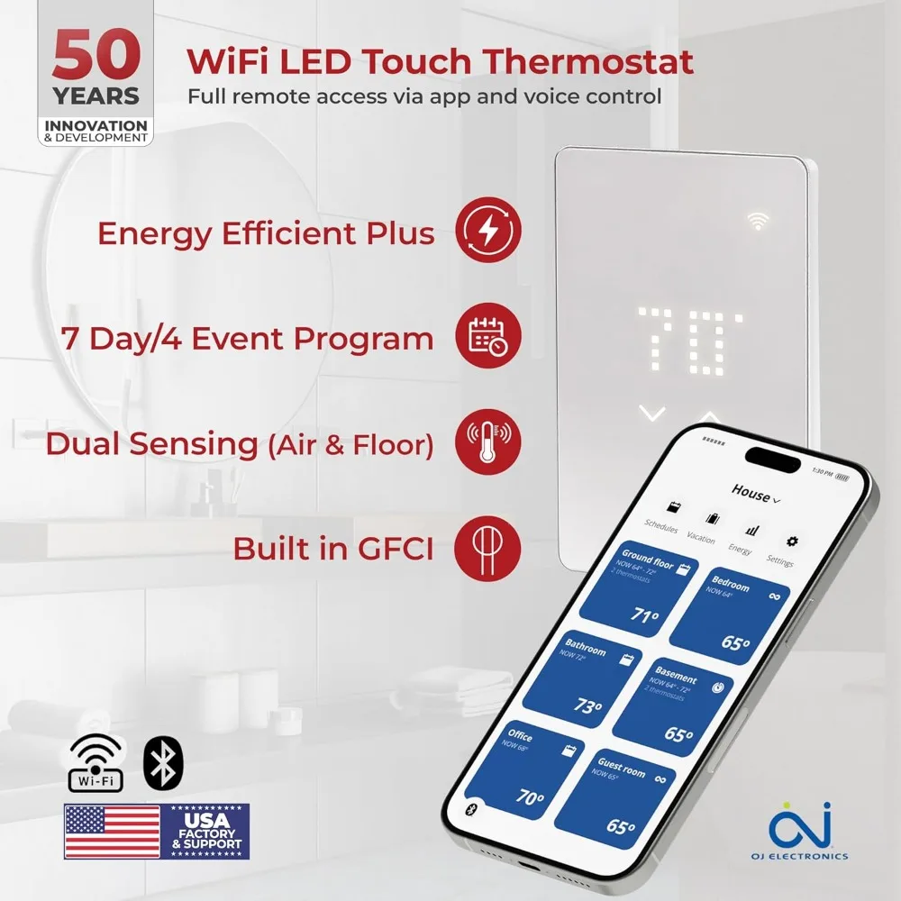 In-Floor Heating System for Tile - 120V Easy Install Kit, 20 Square Feet, Underfloor Heating Solution